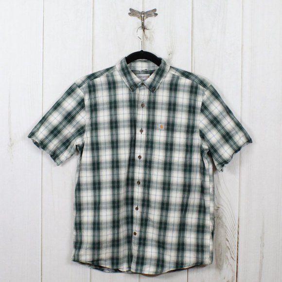 Carhartt Other - Carhartt Green Plaid Relaxed Fit Short Sleeve Button Down Shirt Size L